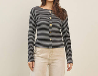 Able - Jewel Button Stripe Top