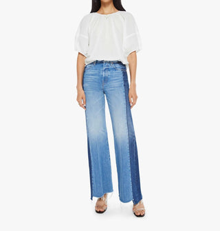 Mãe - Blusa de gola redonda e mangas balão