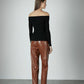 Enza Costa - Silk Rib Off Shoulder Long Sleeve Top