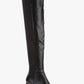 Botas sociais femininas Barganbin Chic Sophisticated acima do joelho em couro sintético, pretas, tamanho 8,5