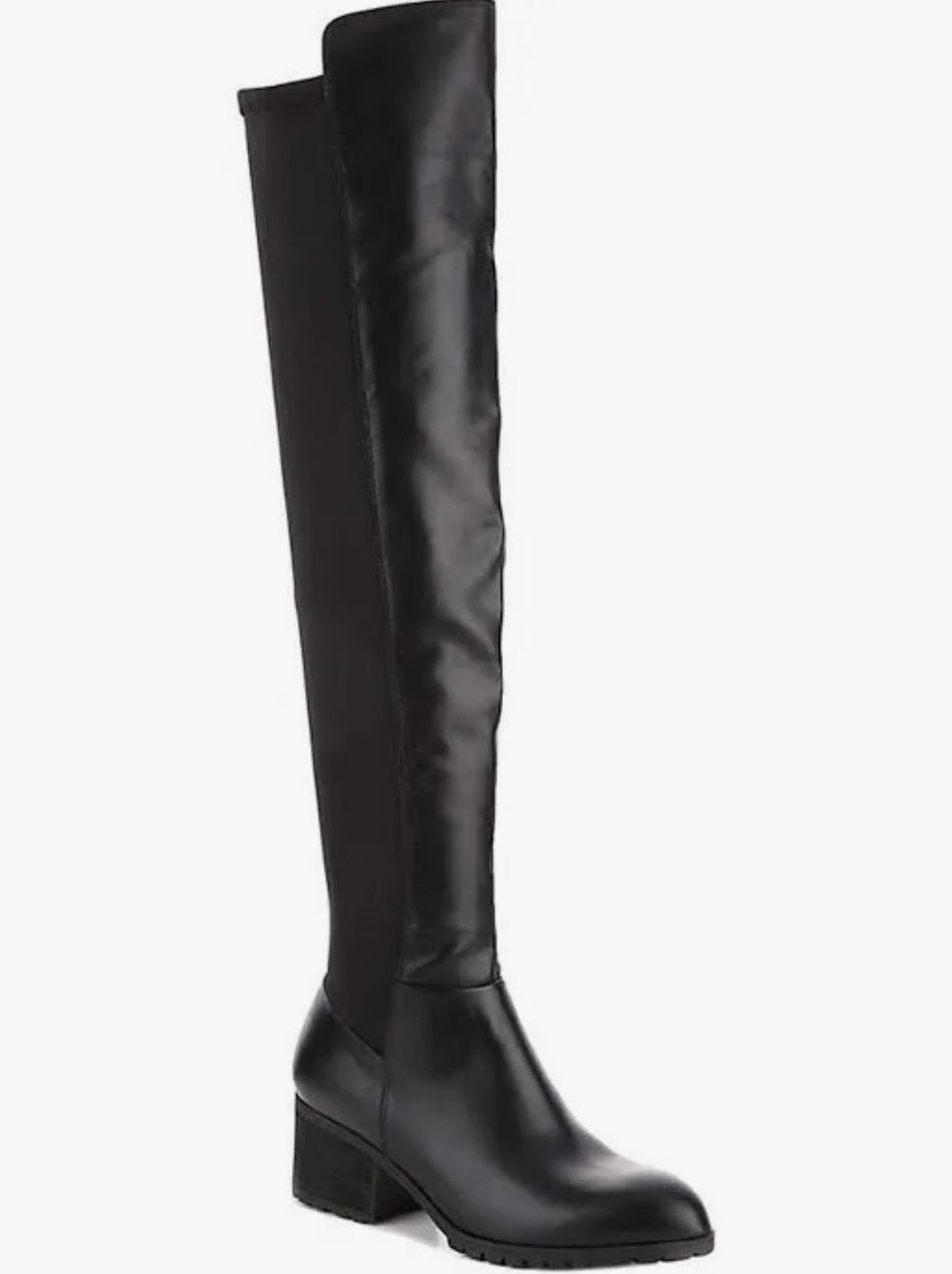 Botas sociais femininas Barganbin Chic Sophisticated acima do joelho em couro sintético, pretas, tamanho 8,5