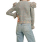 &Merci - Ruffled Shoulder Mix Knit Sweater