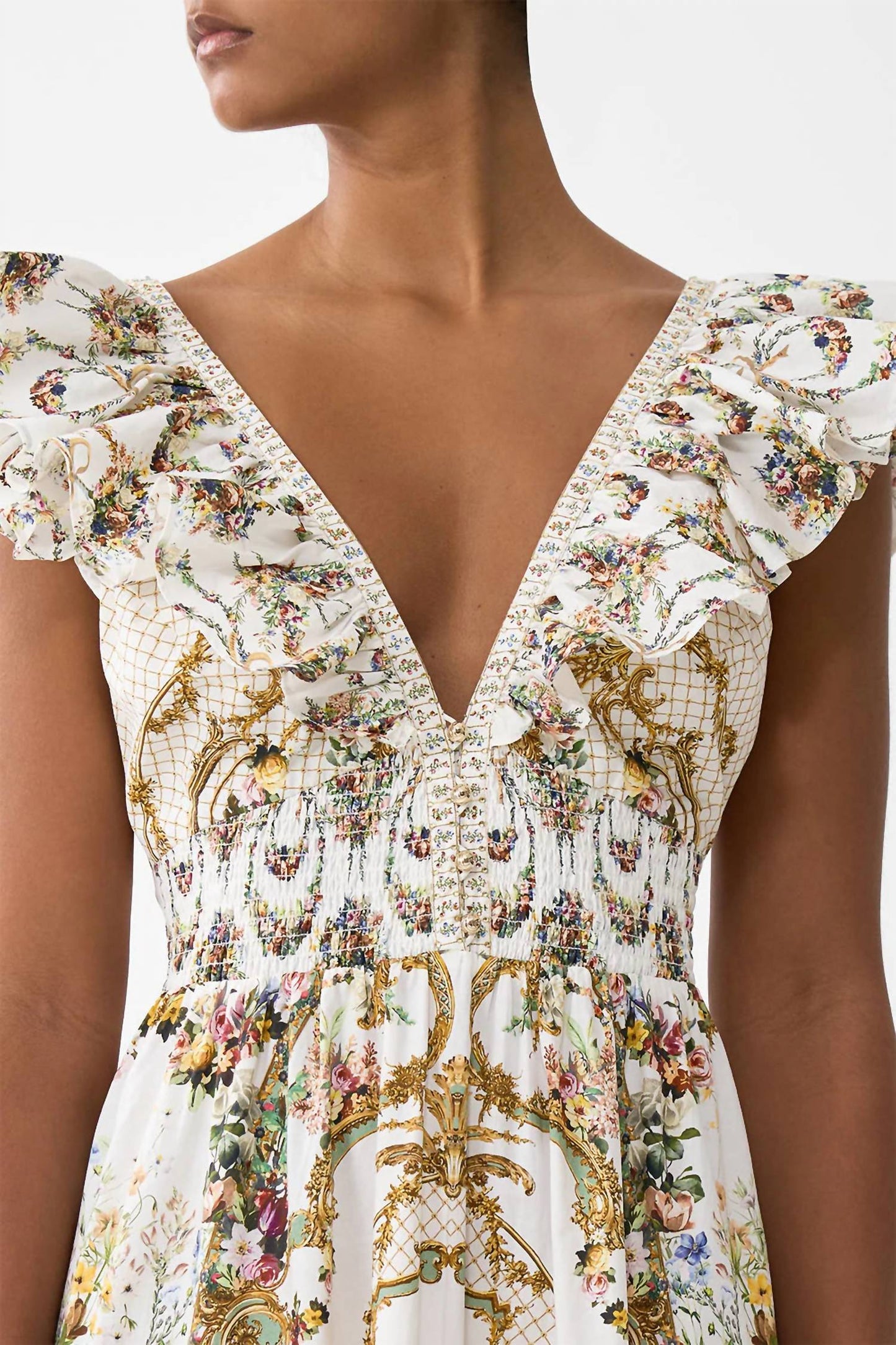 Camilla - Tiered Maxi Dress With Neck Frill