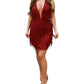 Aleta - Plunging Neckline Fringe Dress