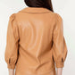 Dolce Cabo - Hollie Faux Leather Blouse with Puff Sleeves