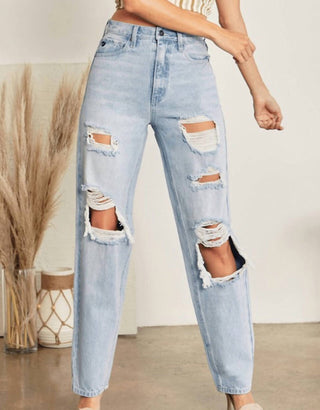 Kancan - Calça Jeans Baggy de Cintura Alta