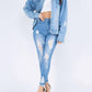 American Bazi - Full Size Painted Back Distressed Denim Jacket