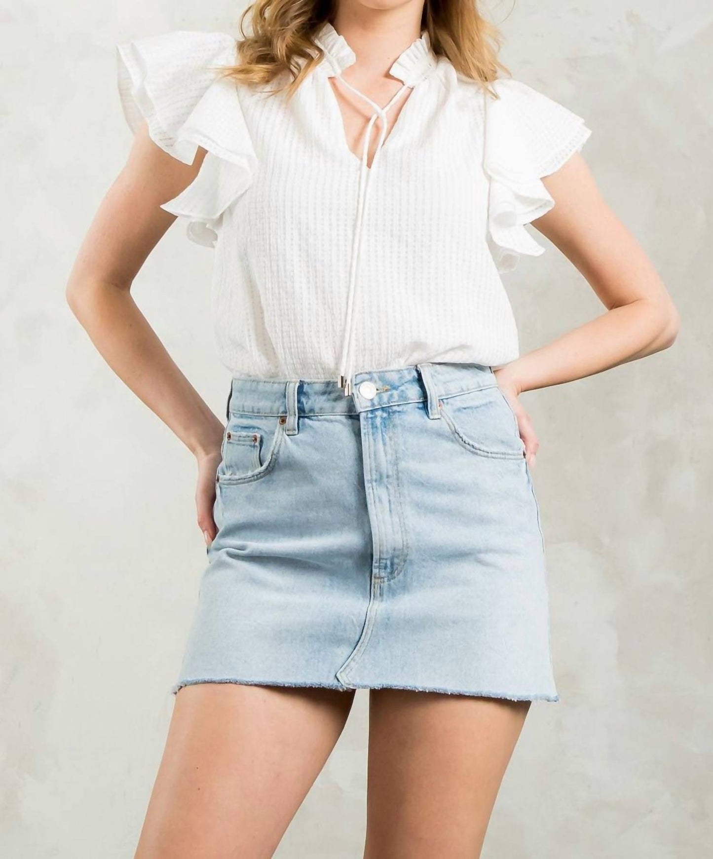 Thml - Blusa xadrez com mangas esvoaçantes