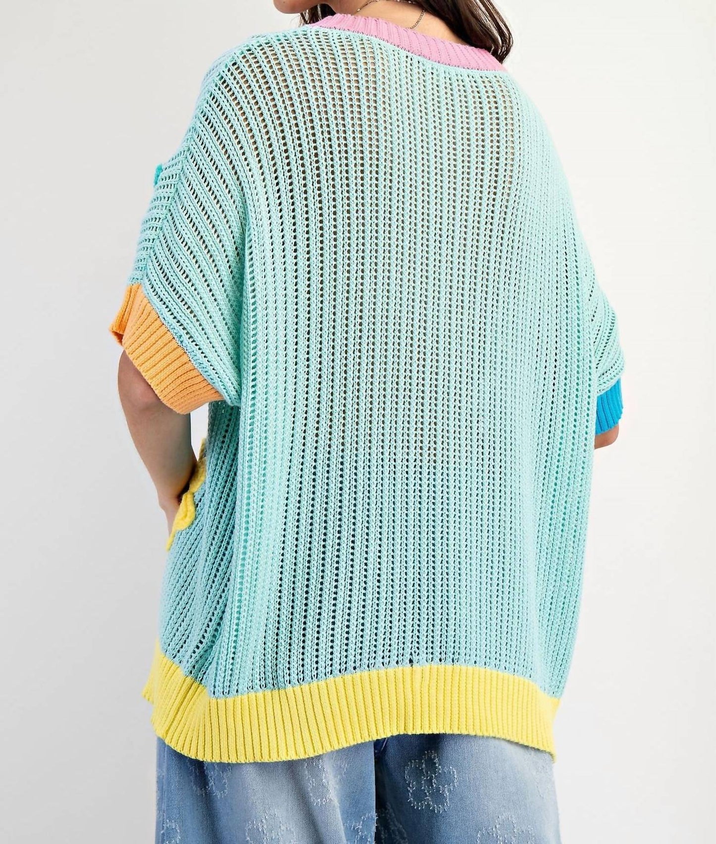 Easel - Flower Patch Knit Sweater Pullover