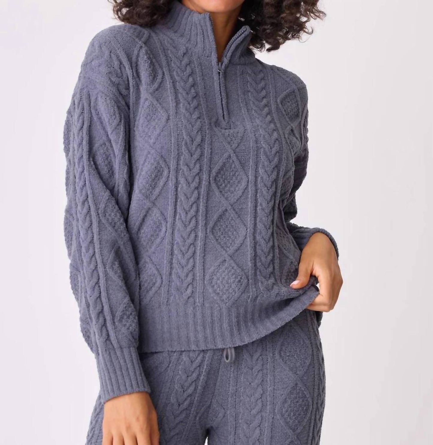 Pj Salvage - Chenille Cozy Cable Quarter Zip Sweater