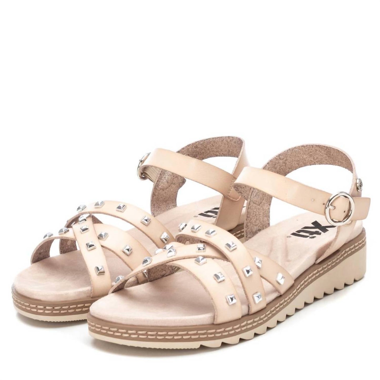 Xti - WOMEN'S FLAT SANDALS WITH SILVER STUDS