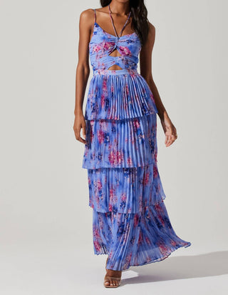 Astr - Vestido longo floral plissado Daytona