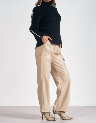 Elan - Suéter de gola alta com mangas pespontadas