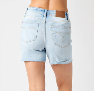 Judy Blue - Shorts de cintura alta com estampa de destruição nas costas