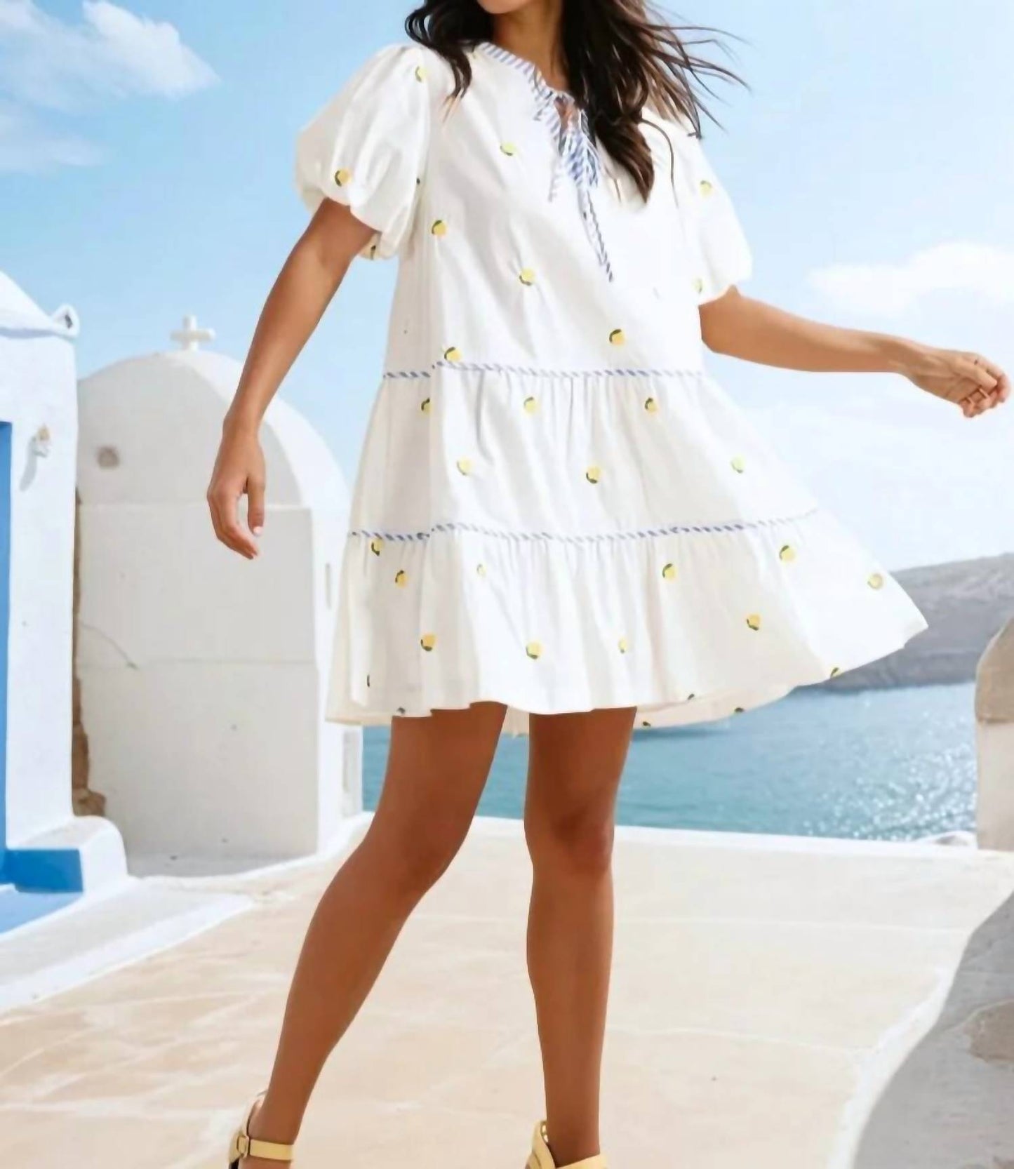 &Merci - Sweet Citrus Stripe Babydoll Dress