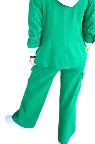 Risen - Calça cargo French Terry relaxada com perna larga