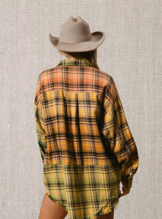 Bibi - Camisa xadrez com bainha desfiada