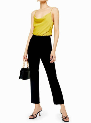 Topshop - Calça social preta reta estilo cigarro até o tornozelo