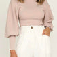 Esley Collection - Lovely mock neckline balloon sleeves top