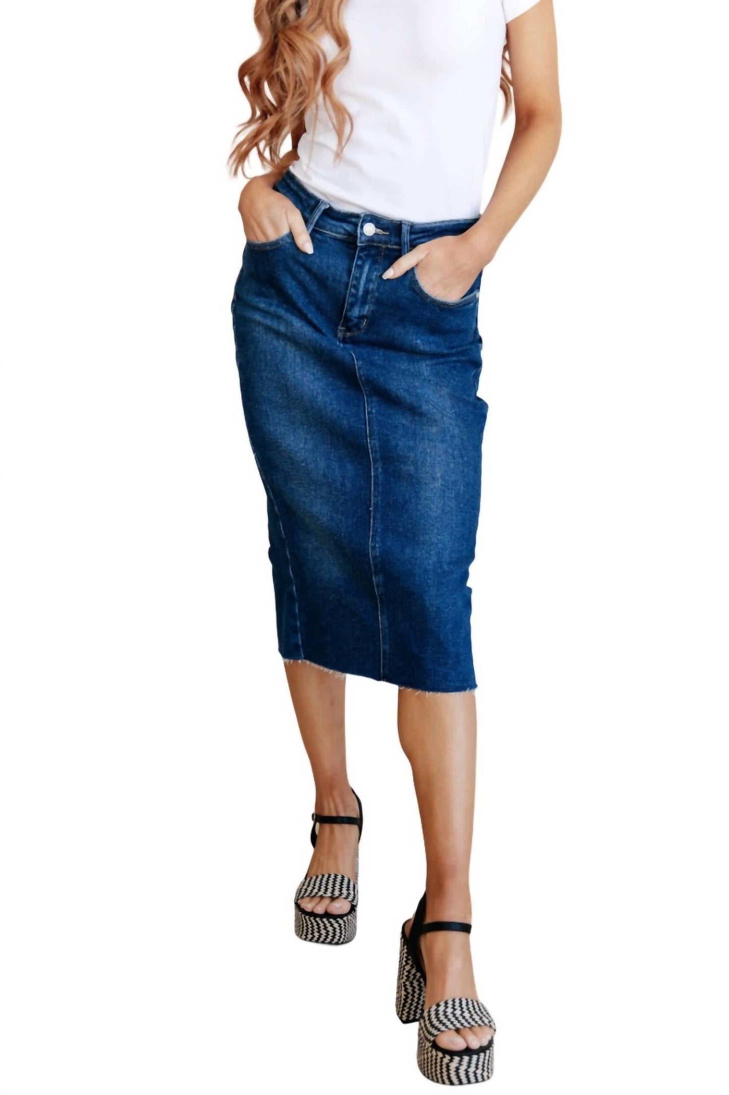 Judy Blue - High Rise Denim Midi Skirt