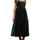 Blu Pepper - Velvet Tie Strap Pleated Midi Dress