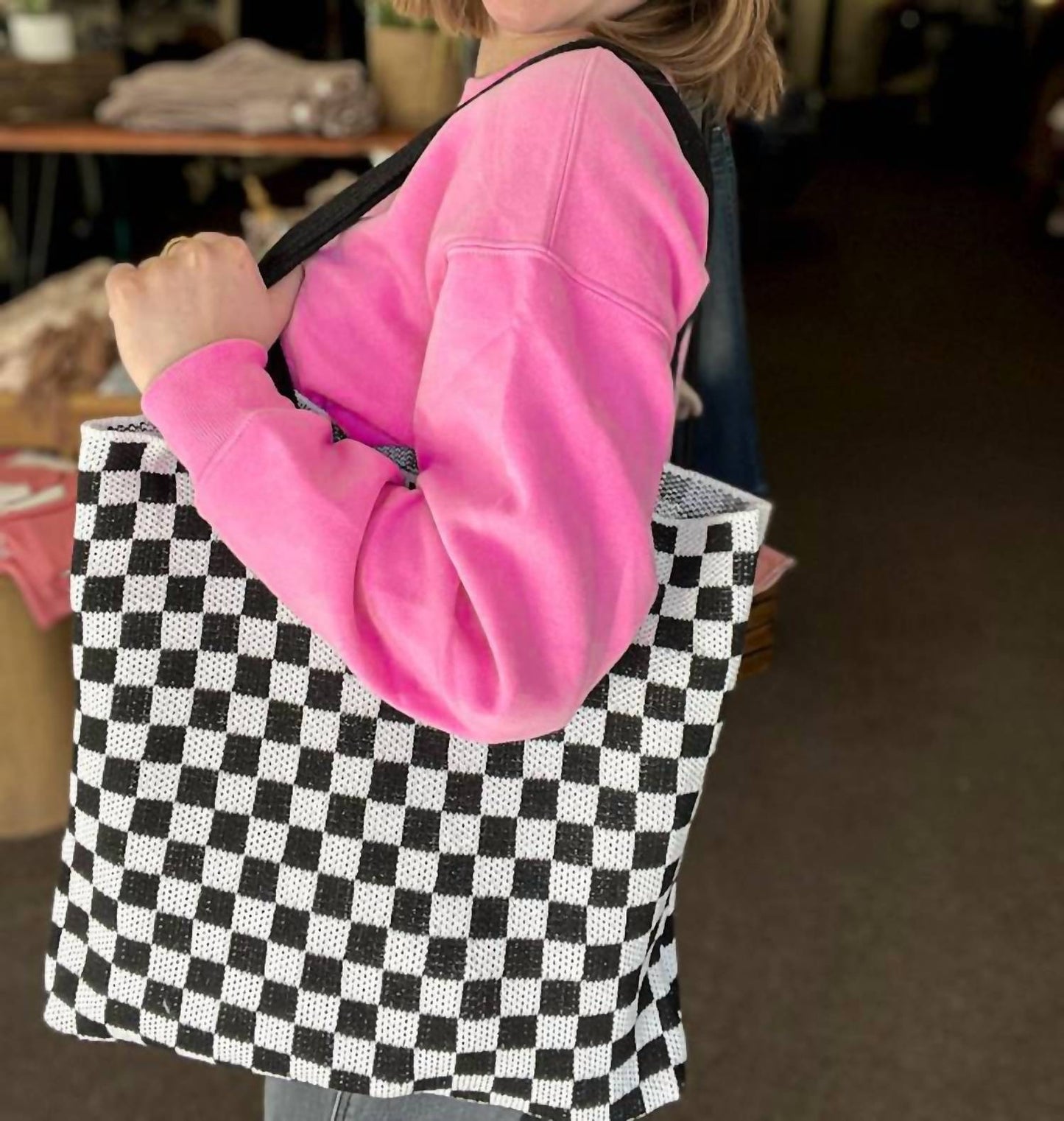 Zenana - Retro Check Tote Bag