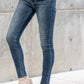 Judy Blue - Women's Mid Rise Vintage Raw Hem Skinny Jeans
