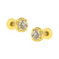 14K Yellow Gold Plated .925 Sterling Silver 1.0 Cttw Round Brilliant Cut Diamond Solitaire Milgrain Stud Earrings (K-L Color, I2-I3 Clarity)