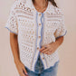 Aaron & Amber - Button Down Wave Trim Collared Sweater