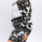 American Bazi - Edgy Camo Cropped Jacket With Chains