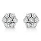 14K White Gold 1/2 Cttw Prong Set Round-Cut Diamond Flower Stud Earring (H-I Color, I1-I2 Clarity)