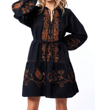 Ciebon - Rosetta Pomegranate Embroidered Dress
