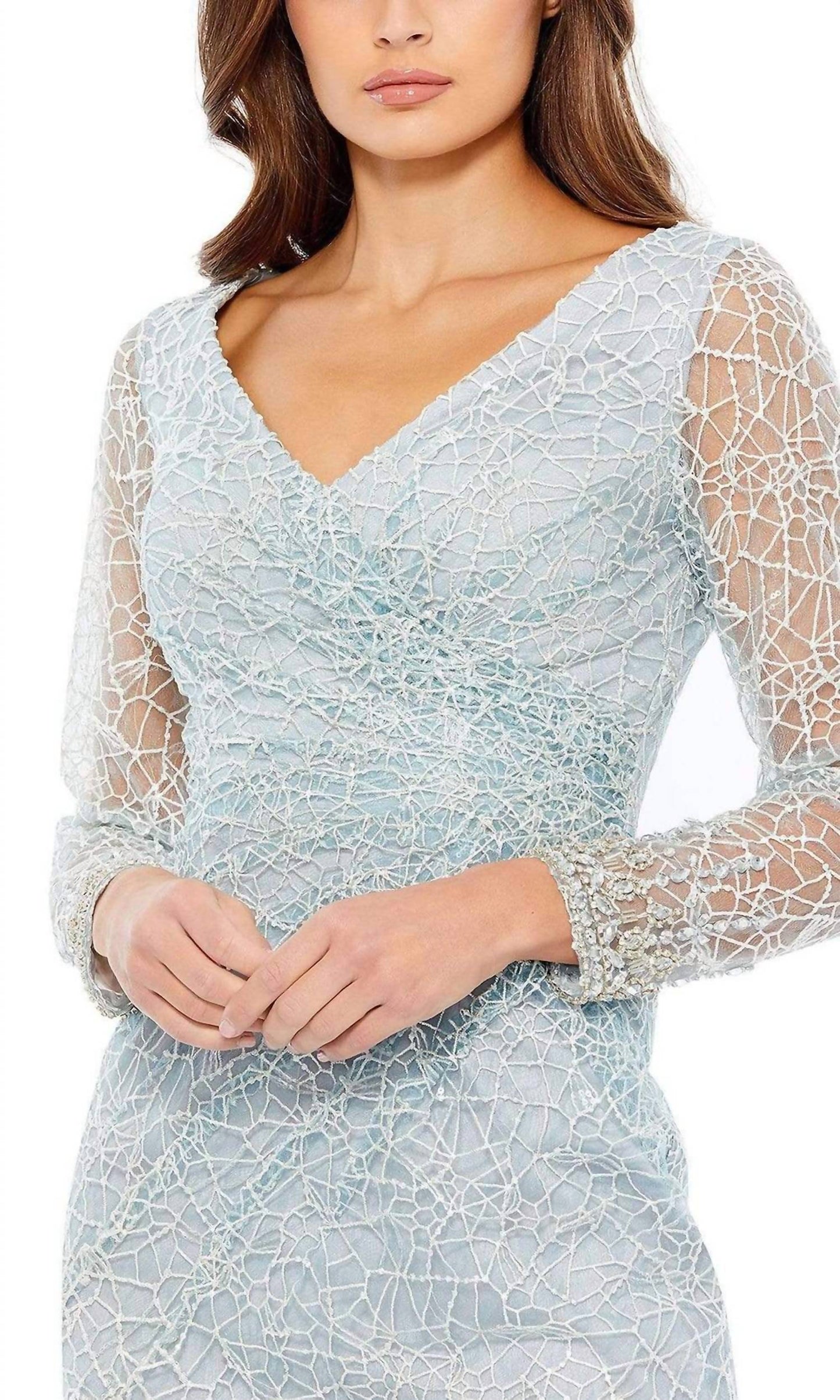 Mac Duggal - Long Sleeve Sequined Lace Dress