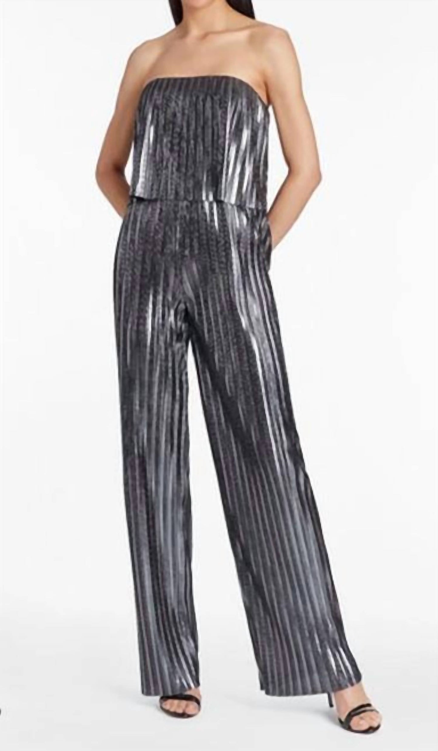 Amanda Uprichard - Collina Metallic Strapless Jumpsuit