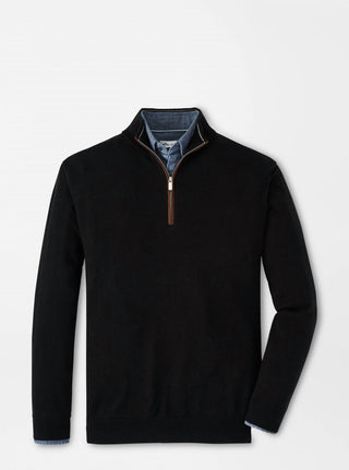 Peter Millar - Men's Autumn Crest Suede Trim 1/4 Zip Sweater