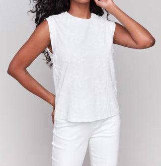 Charlie B - Blusa de algodão sem mangas com bordado floral