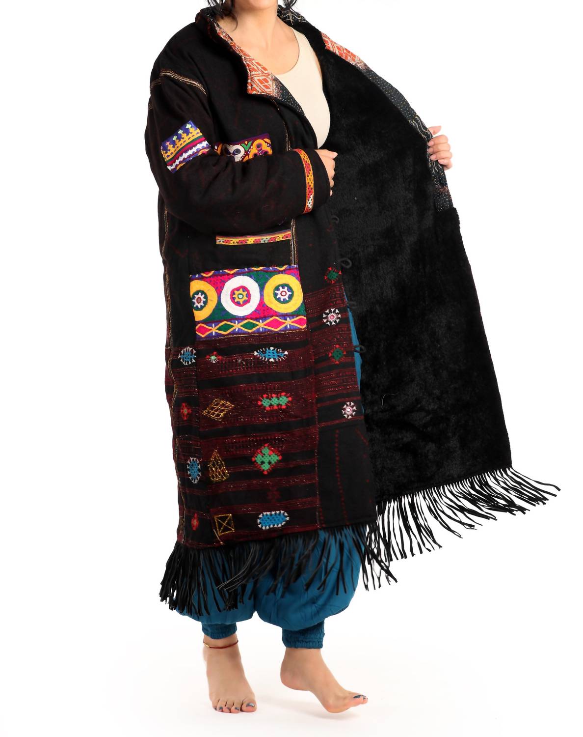 Standawt - Hand-embroidered Patches Merino Wool Coat