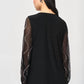Joseph Ribkoff - Embellished Mesh Puff Sleeve Tunic