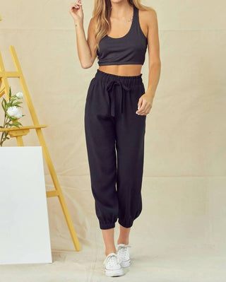 Doe And Rae - Drawstring Jogger Pants