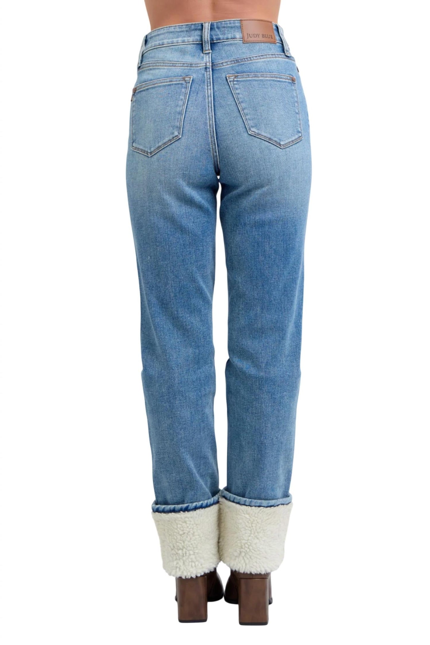 Judy Blue - High Waist Shearling Cuffed Straight Leg Jean