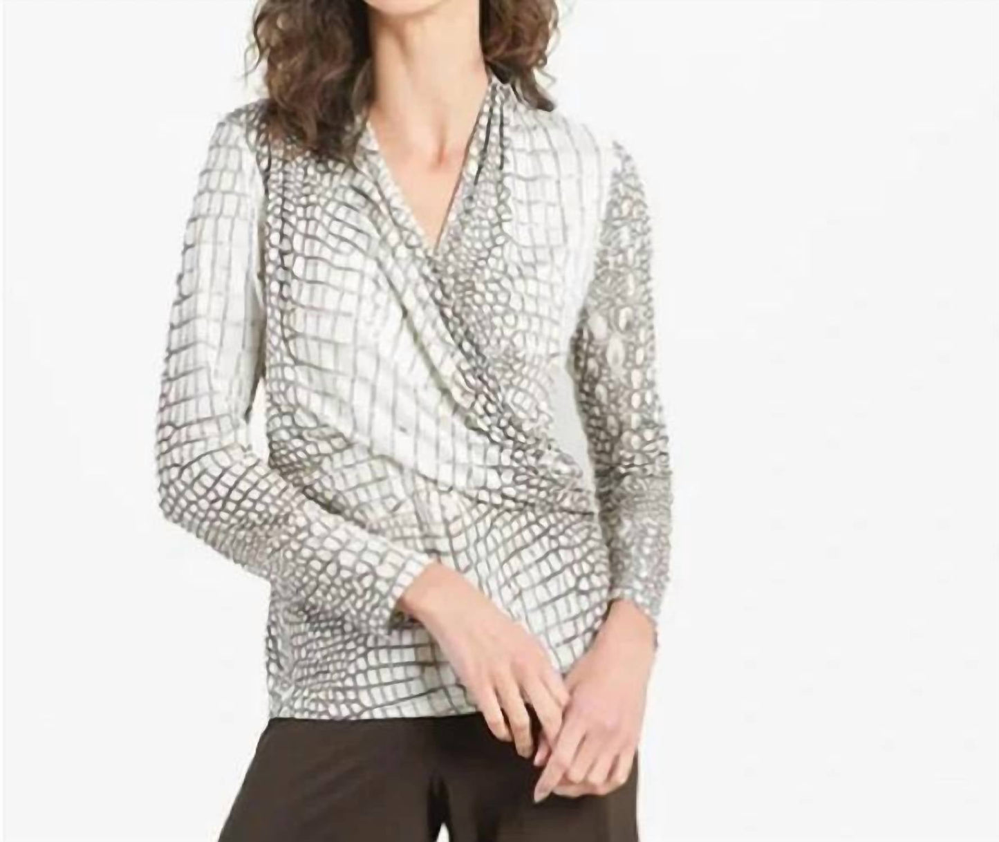 Clara Sun Woo - Shimmer Textile Draped Pleat Top