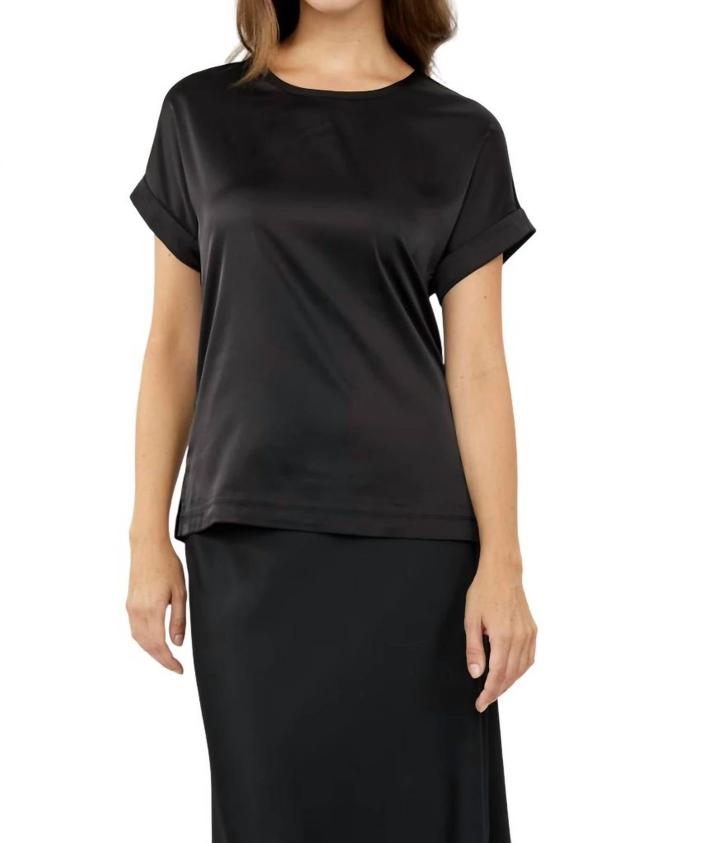 Joseph Ribkoff - Crew Neck Pullover With Rolled Sleeves Top