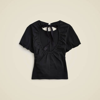 J.Crew - Blusa de manga bufante com costas abertas em mistura de algodão elástico