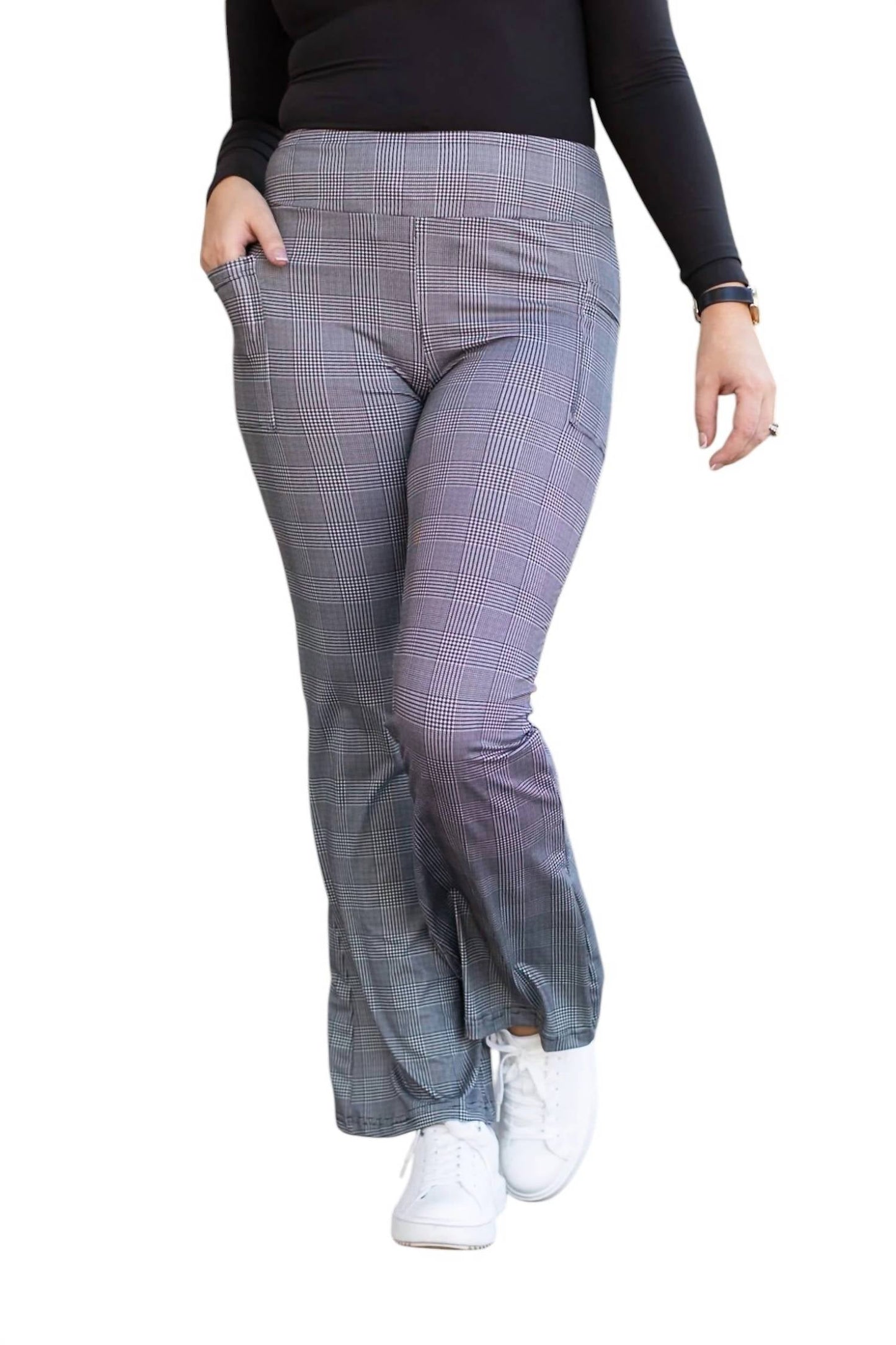 Julia Rose - Felicity Plaid Bootcut Leggings