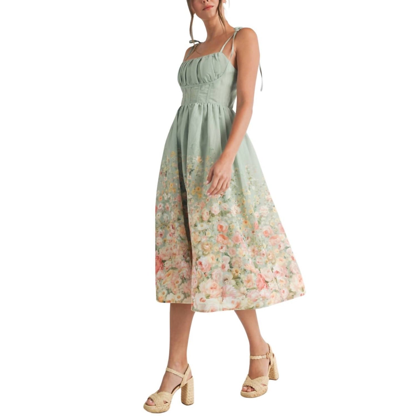 Endless Blu. - Floral Print Midi Dress