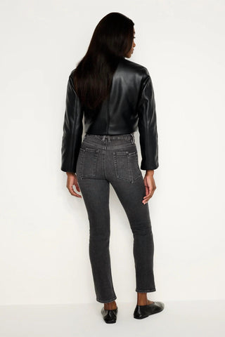 Good American - Calça jeans reta com fenda nas costas Good Legs