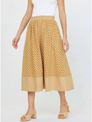 Current Air - Saia Midi Feminina com Ilhós