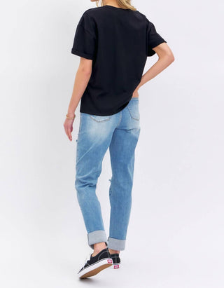 Judy Blue - Calça Jeans Boyfriend Destroy de Cintura Alta