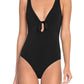 Robin Piccone Ava Plunge Underwire One-Piece Swimsuit in Black, Size 8