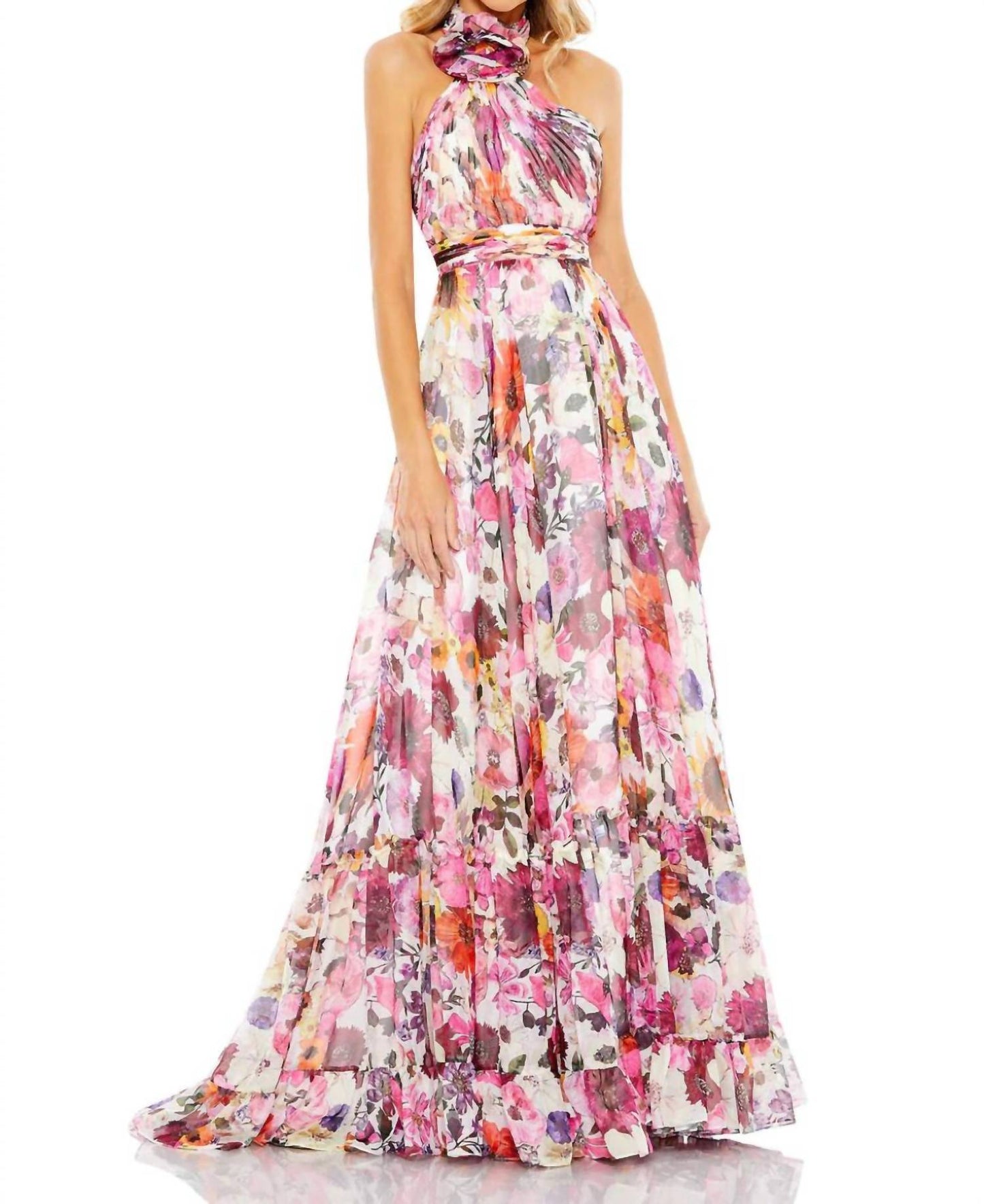 Mac Duggal - Vestido com babados florais